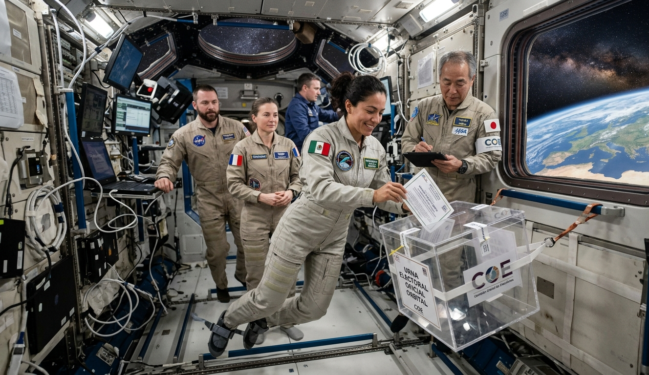 Sufragio en el espacio exterior. Fuente: Elaboración digital.