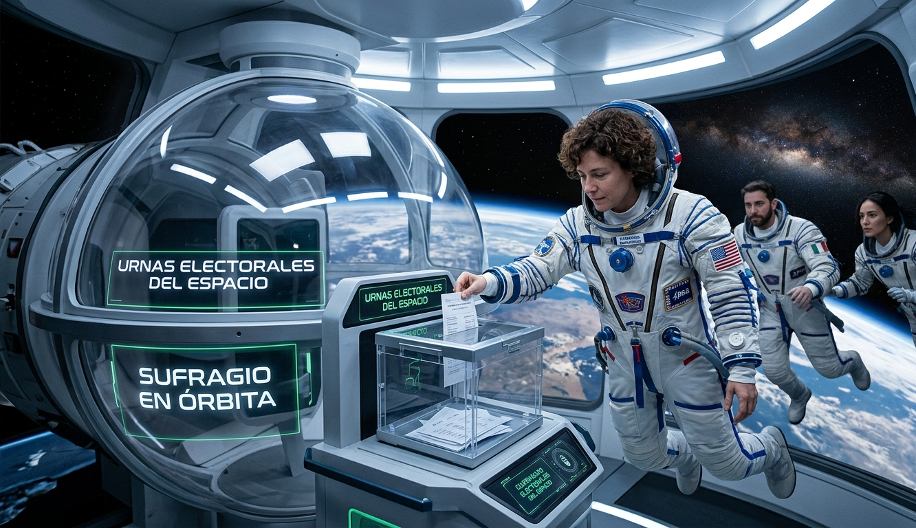 Democracia en el espacio. Fuente: Elaboración digital.