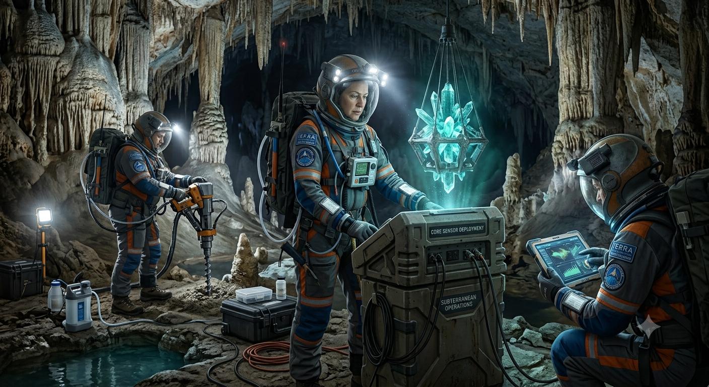 Terranautas explorando minerales. Fuente: Elaboración digital.