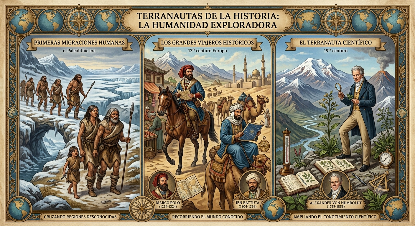 Terranautas en la historia. Fuente: Elaboración digital.