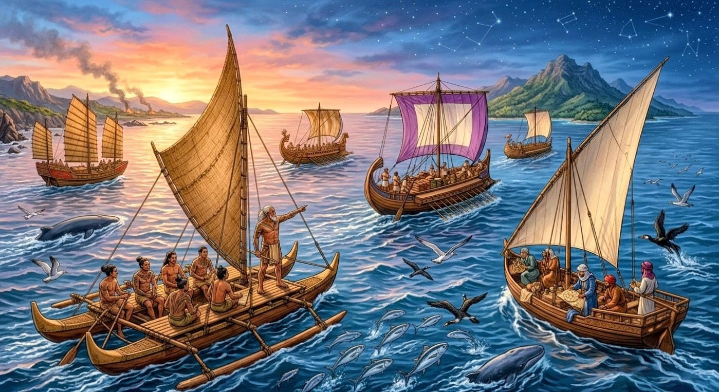 Marenautas en la antigüedad. Fuente: Elaboración digital.