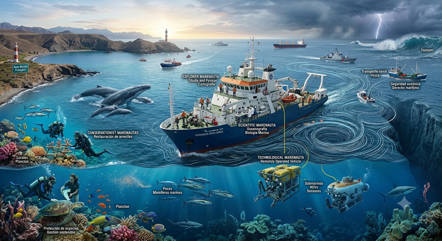 Dimensión de navegación de los marenautas y oceanautas. Fuente: Elaboración digital.