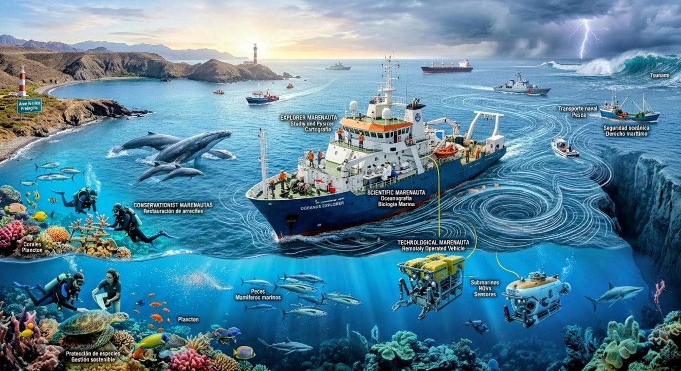 Dimensión de navegación de los marenautas y oceanautas. Fuente: Elaboración digital.