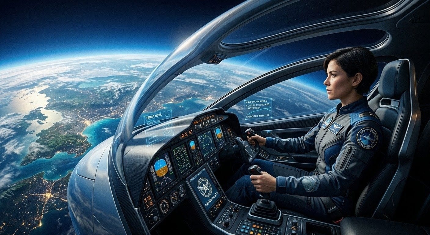 Aeronauta en el espacio aéreo terrestre. Fuente: Elaboración digital.
