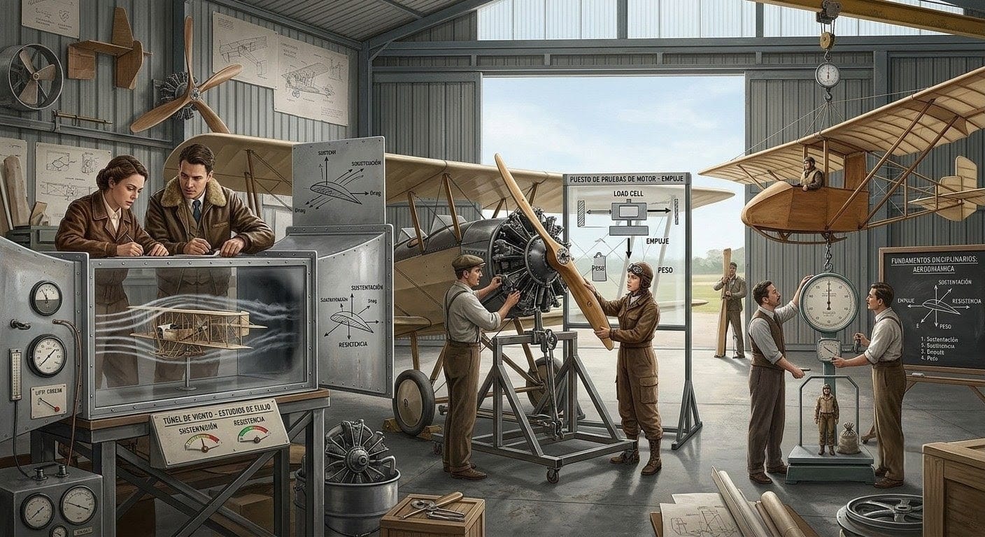 Aeronautas elaborando diseños aeronáuticos. Fuente: Elaboración digital.