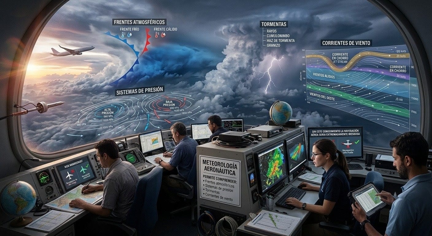 Áreas científicas de la navegación aeronáutica.. Fuente: Elaboración digital.