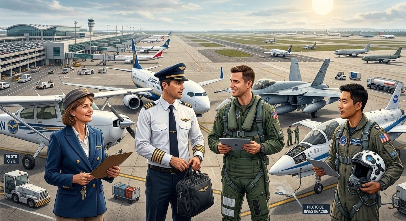 Aeronautas en la aviación. Fuente: Elaboración digital.